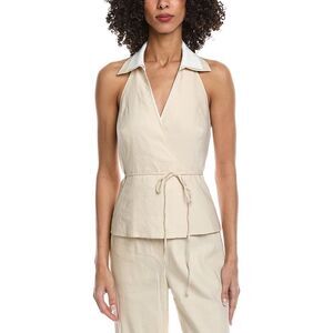 Simkhai Womens  Campbell Linen-Blend Top, Tan